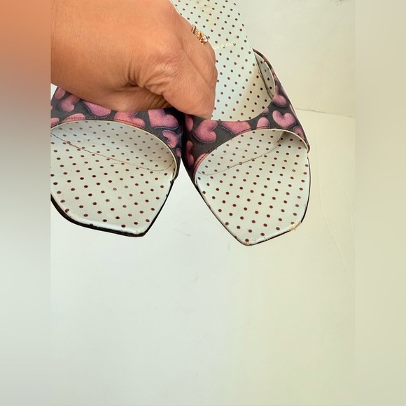Prada Vintage Black Pink Heart print square toe slide mule sandals EU 40 - Picture 5 of 9
